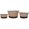 Trio of Straw Storage Baskets with Black Base - Image 4