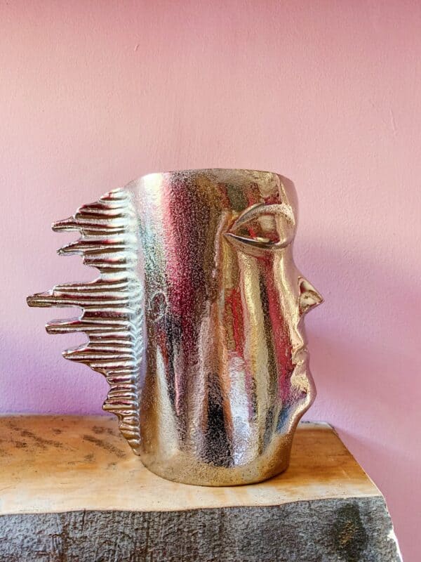 Metal Head Vase
