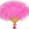 Gypsy Rose Art Deco Style Pink Feather Hand Fan - Image 3